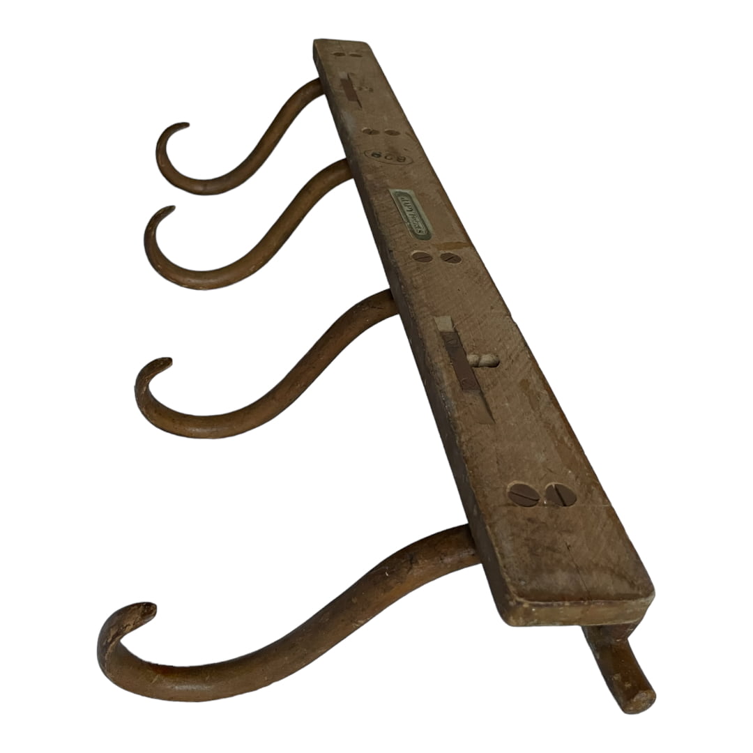 Patère porte manteau ancien mural en bois courbé Japy frères