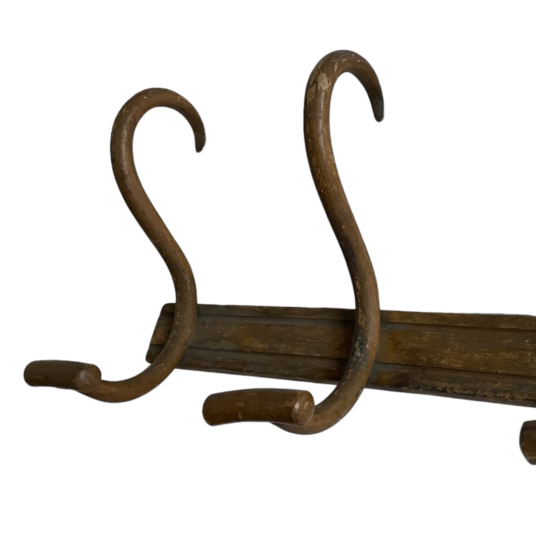 Patère porte manteau ancien mural en bois courbé Japy frères