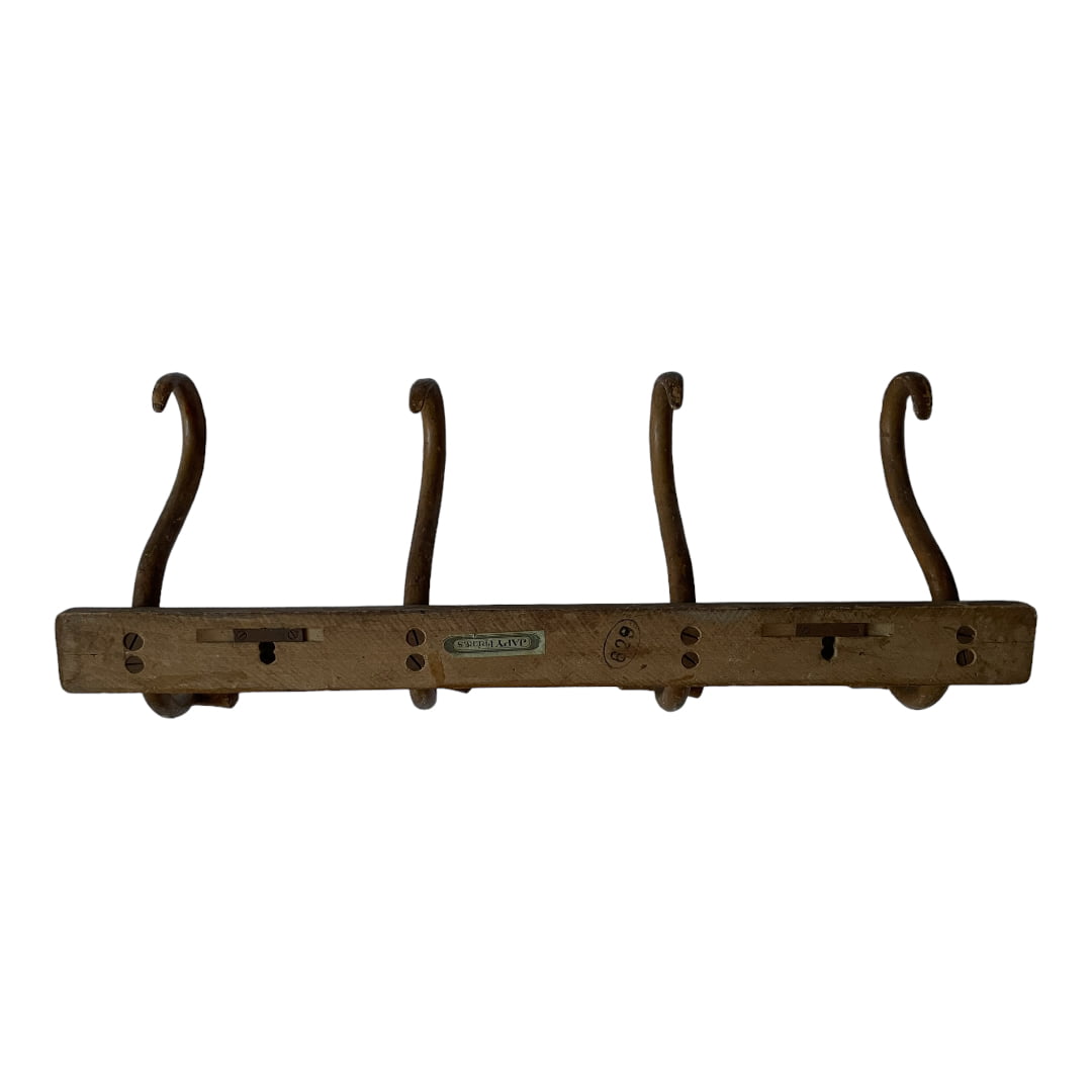 Patère porte manteau ancien mural en bois courbé Japy frères