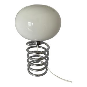 Lampe spirale Ingo Maurer verre opaline et chrome space age