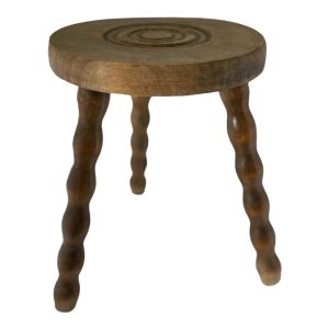 Tabouret de vacher tripode en bois patiné