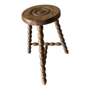 Tabouret haut de vacher tripode en bois tourné brocante en ligne