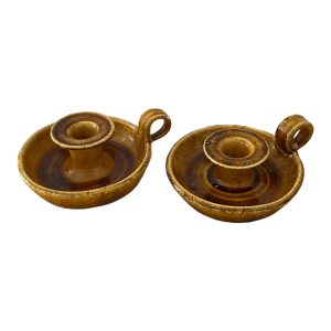 Paire de bougeoir rat de cave poterie d'Accolay France