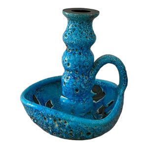 Bougeoir céramique Vallauris fat lava turquoise