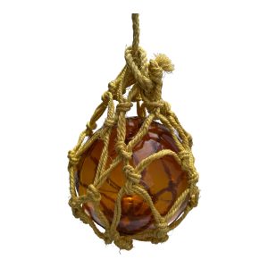 Flotteur boule de pêche en verre et cordage de bateau déco paillote plage jaune