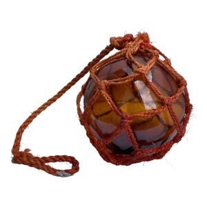 Flotteur boule de pêche en verre et cordage de bateau déco paillote plage orange