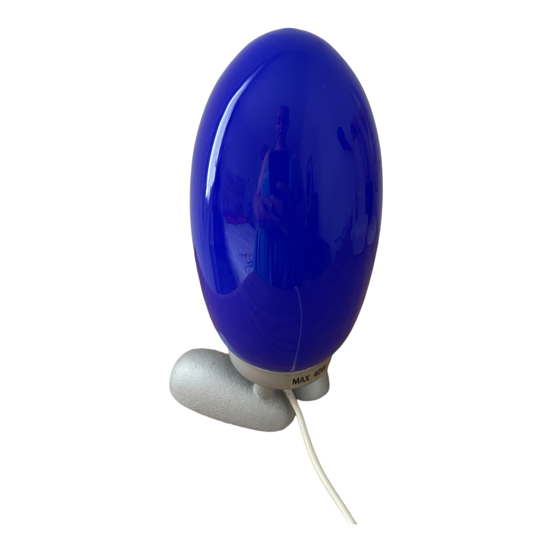 Lampe Ikea Dino Egg de Tatsuo Konno verre bleu