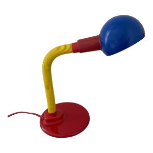 Lampe vintage coloris primaires bleu jaune rouge années 80-90 Memphis Milano