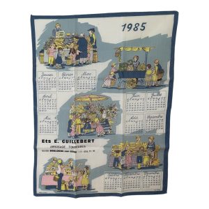 Torchon calendrier vintage 1985 neuf Guillebert Boulogne sur Seine