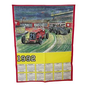 Torchon calendrier vintage 1992 neuf course automobiles anciennes
