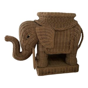 Table d’appoint éléphant en rotin tressé