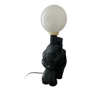 Lampe vintage 80 céramique noire couple femme homme lampadaire globe