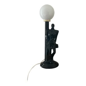 Lampe vintage 80 céramique noire femme lampadaire
