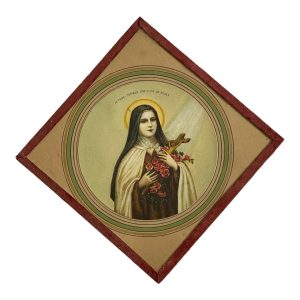 Cadre médaillon religieux Sainte pluie de roses