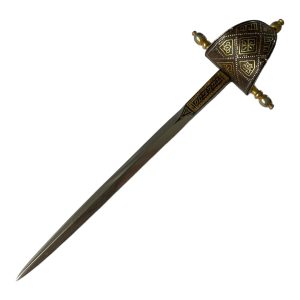 Coupe papier épée ouvre lettre vintage or de Tolède Damascène