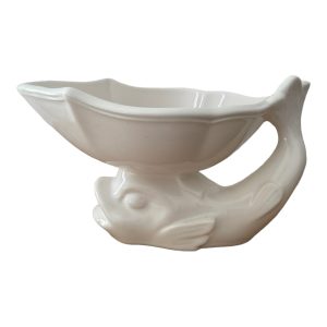 Porte savon coupelle faïence blanche dauphin Salins les bains