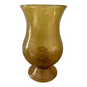 Vase photophore Biot en verre bullé ambr