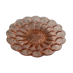 Plat en verre ciselé rosaline motif étoile au centre