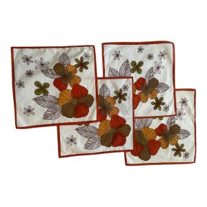 Set de 4 serviettes vintage 70 fleurs