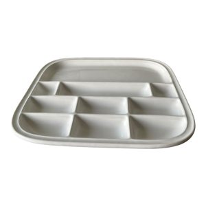 Plat serviteur à compartiments en porcelaine céramique blanche