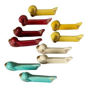 Porte couteaux vintage céramique forme canards et cygnes