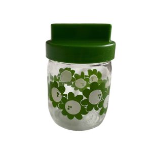 Bocal en verre Henkel décor vert fleurs 0.45