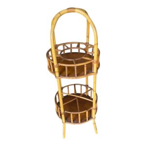 Bar portatif vintage en rotin