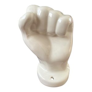 Patère poing porte bougie céramique blanche