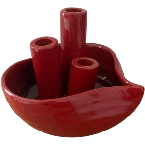 Vase ikebana céramique coeur rouge Ludovic Salins