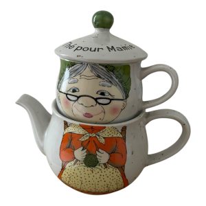 Théière et tasse individuelle 3 pièces vintage thé pour mamie
