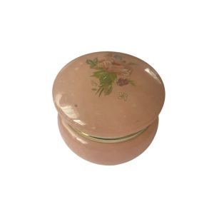 Petite boite en albâtre rose pastel décor fleurs made in Italie